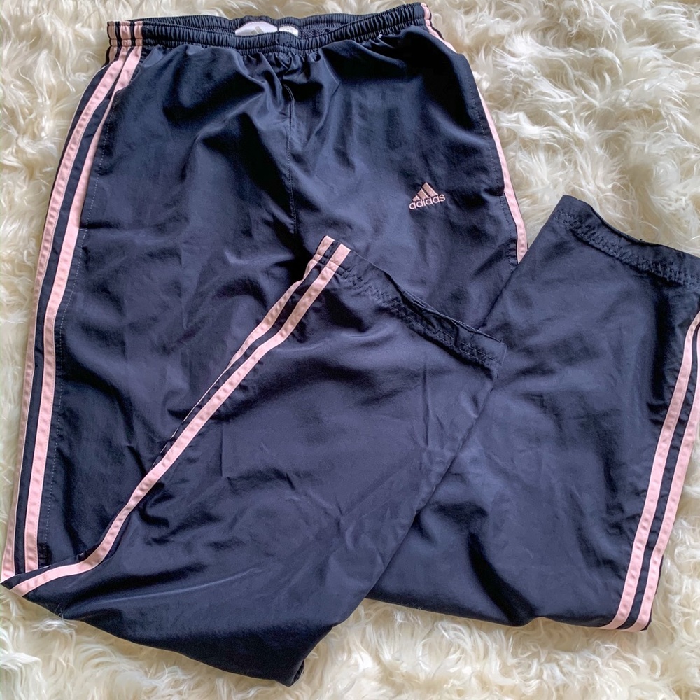 Adidas Navy w/pink stripes Sweatpants